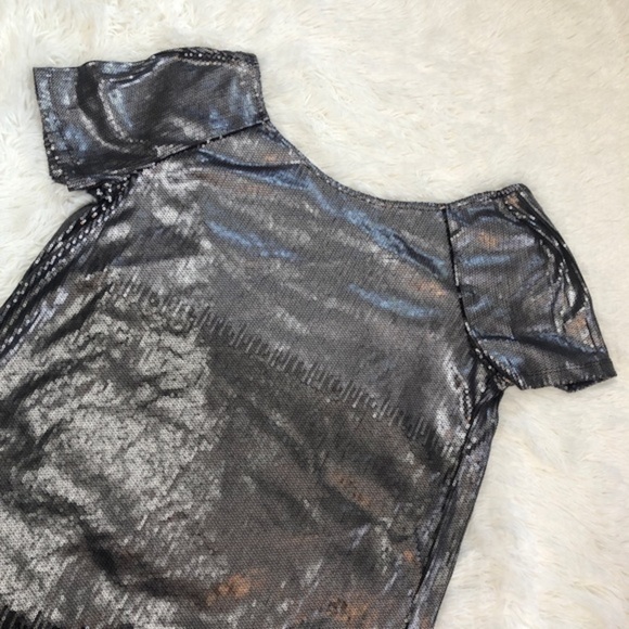 Free People 🖤 Gunmetal Sequined Ombre Backless Oversized Shift Mini Dress, S/XS - Picture 12 of 15